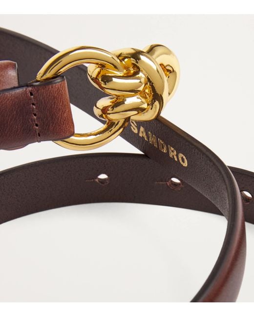 Sandro Brown Leather Chain Buckle Belt