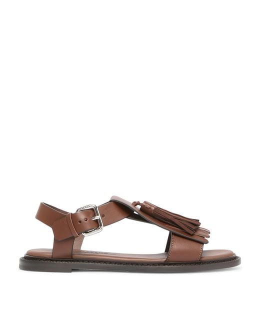 Weekend by Maxmara Brown Leather Tassel Sandals