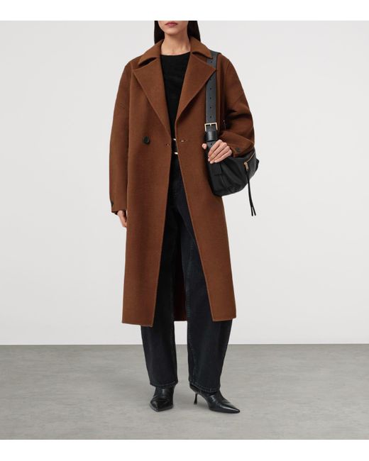 AllSaints Brown Wool-Blend Sellma Coat
