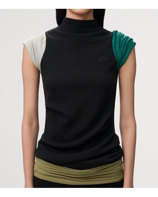 Loewe Black Ruche-Detail High-Neck Top