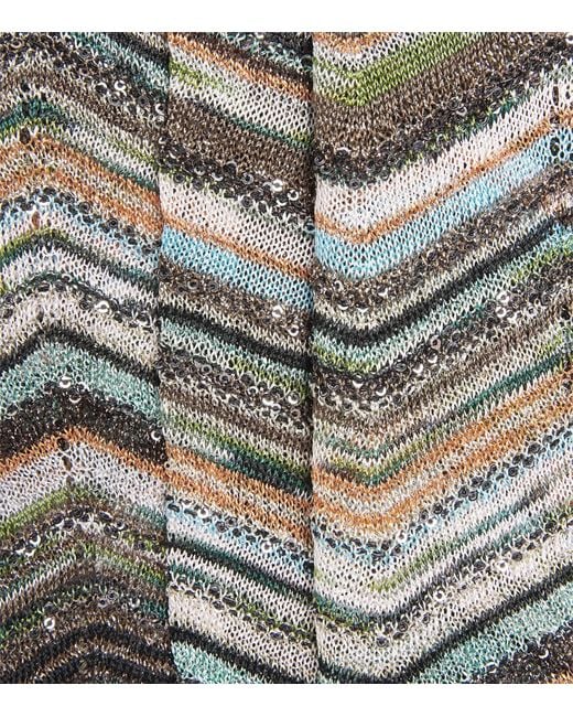 Missoni Gray Zigzag Metallic Longline Cardigan
