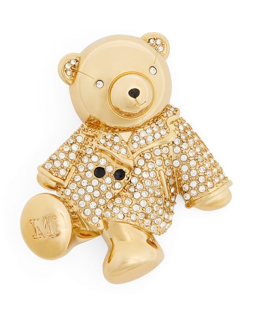Max Mara Metallic Embellished Teddy Bear Brooch