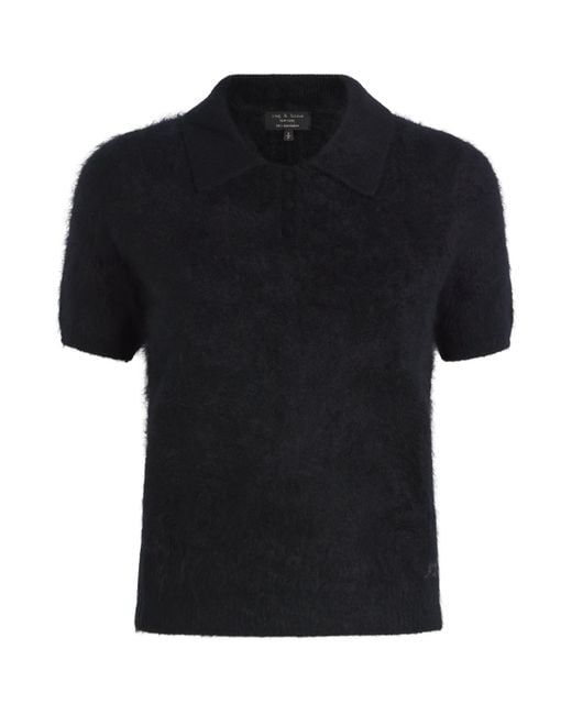 Rag & Bone Black Brushed Cashmere Jada Short-Sleeve Sweater