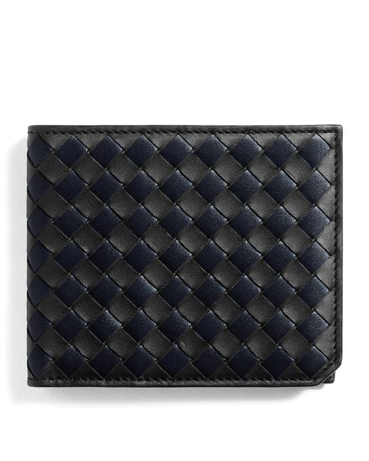 Bottega Veneta Black Leather Intrecciato Piccolo Bifold Wallet for men