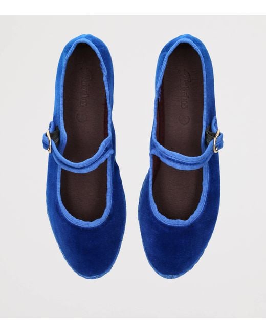Flabelus Blue Velvet Oe Mary Janes