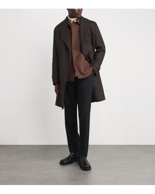 Corneliani Brown Wool-Silk Overshirt for men
