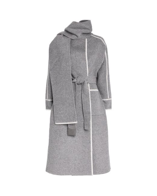 Maje Gray Wool-Blend Scarf Coat
