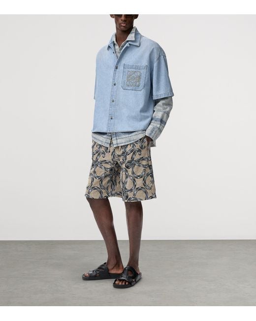 Loewe Blue X Paula's Ibiza Denim Anagram Short-Sleeve Shirt for men