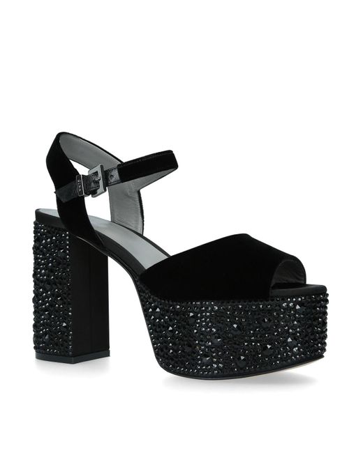 Gina Crystal-embellished Zyla Platform Sandals in Black | Lyst UK