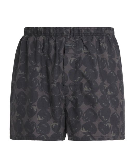 Skims Gray Cotton Poplin Printed Boxer Shorts for men