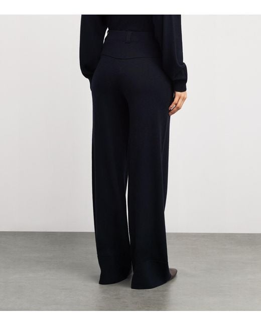 Allude Blue Wool-Cashmere Straight Trousers
