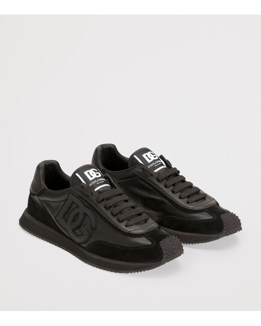 Dolce & Gabbana Black Suede And Leather Dg Cushion Sneakers for men