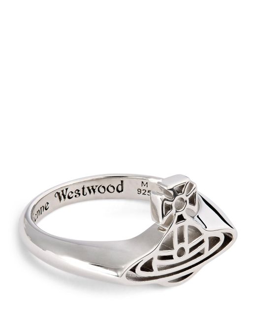 Vivienne Westwood Metallic Platinum-Plated Sterling Avon Orb Ring for men