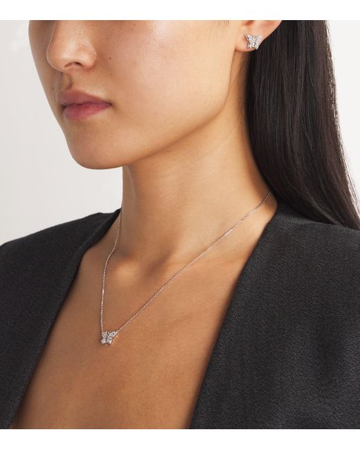 Suzanne Kalan White And Diamond Princess Mini Butterfly Stud Earrings