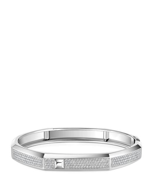 Messika White Moderniste Medium And Diamond Pavé Bangle