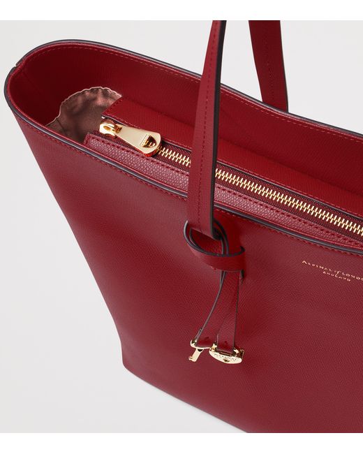 Aspinal Red Leather East West Tote Bag