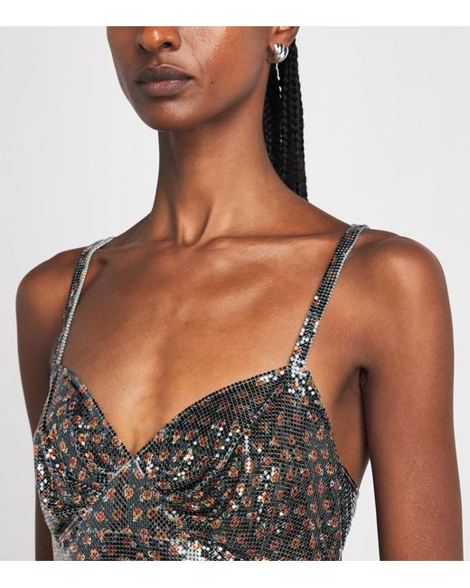 Rabanne Multicolor Metal Floral Midi Dress