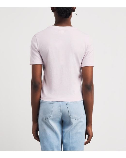 L'Agence Pink Organic Cotton Stormy Cropped T-Shirt