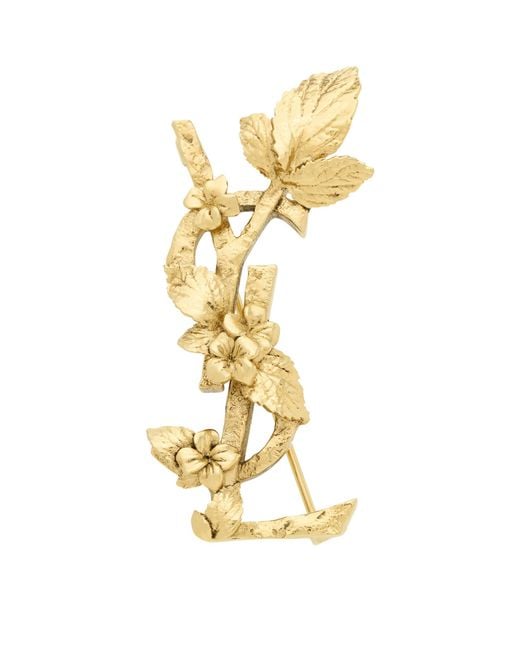 Saint Laurent Metallic Floral Cassandre Brooch
