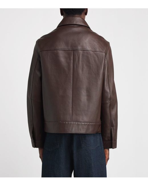 Yves Salomon Brown Lambskin Zip-Up Jacket for men