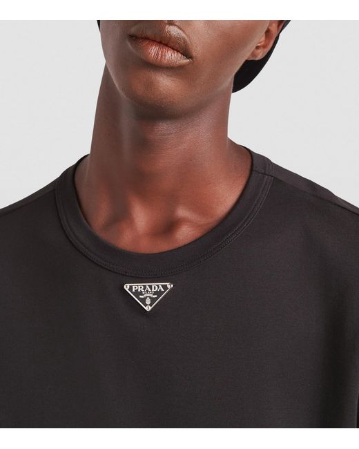 Prada Black Triangle Plaque T-Shirt for men