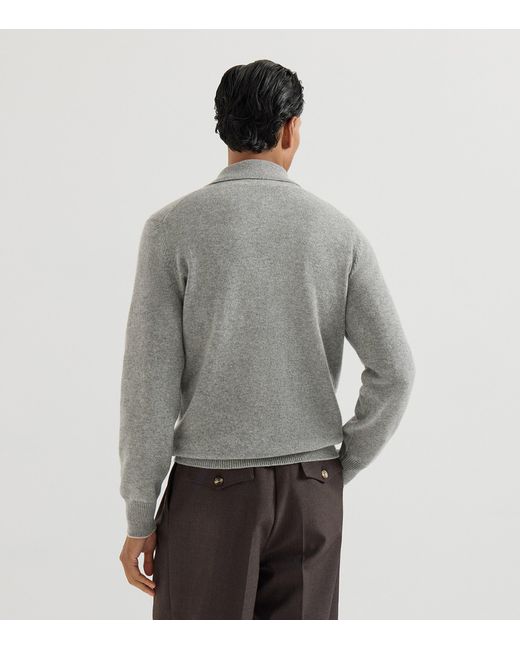Brunello Cucinelli Gray Cashmere Knitted Over Shirt Cardigan for men