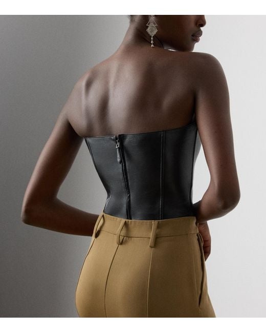 Ralph Lauren Black Lambskin Gwyneth Bustier