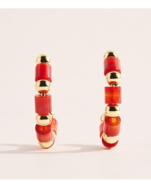 Eddie Borgo Red Plated Carnelian Marcy Hoop Earrings