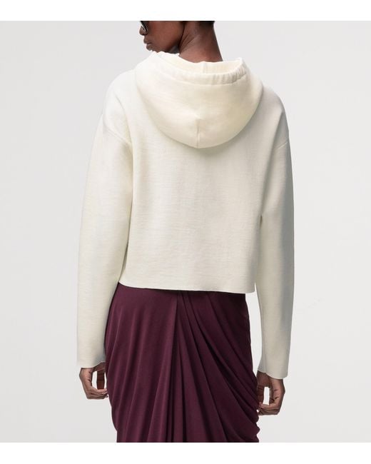 Loewe White Wool Leather-Pocket Hoodie