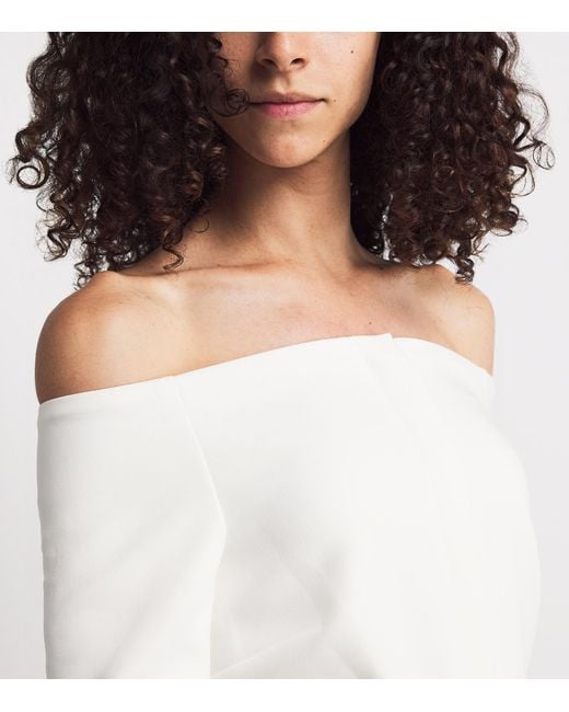 Roland Mouret White Off-The-Shoulder Draped Jacket