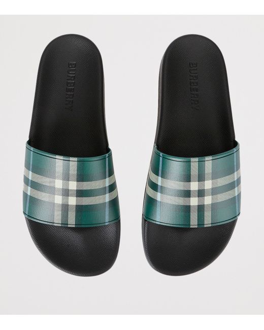 Burberry Green Check Slides for men
