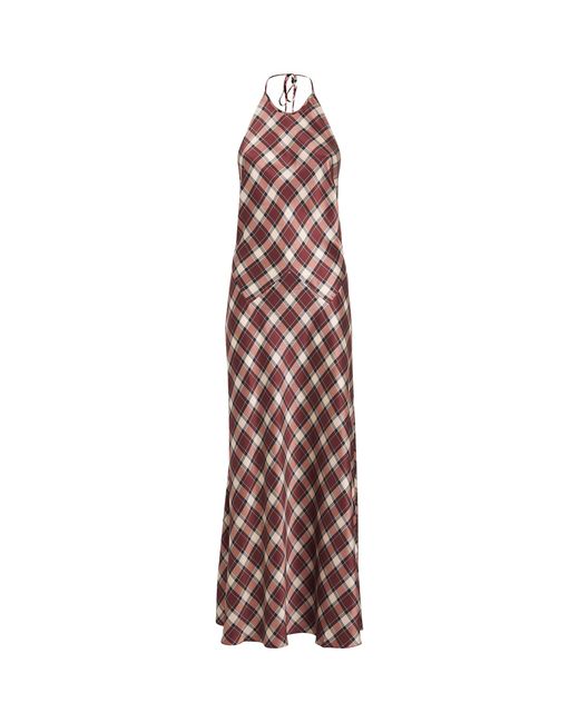 Doen Purple Silk Plaid Maxime Maxi Dress
