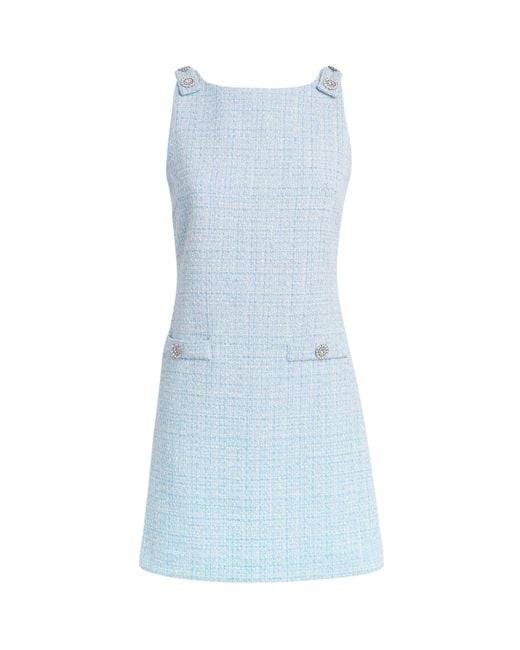 Maje Blue Cotton-Blend Tweed Mini Dress