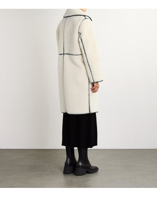 Maje White Faux Shearling Coat