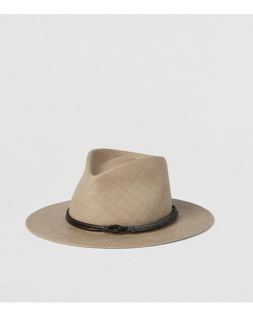 Brunello Cucinelli Natural Straw Monili-Rope Trilby Hat