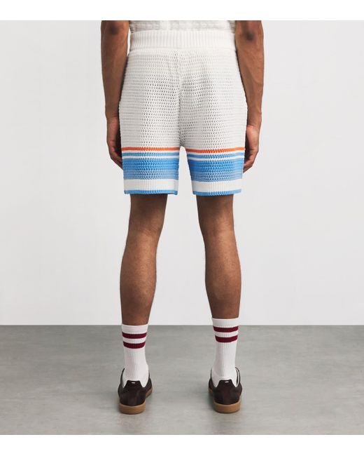 Casablanca Blue Cotton Chevron Crochet Shorts for men