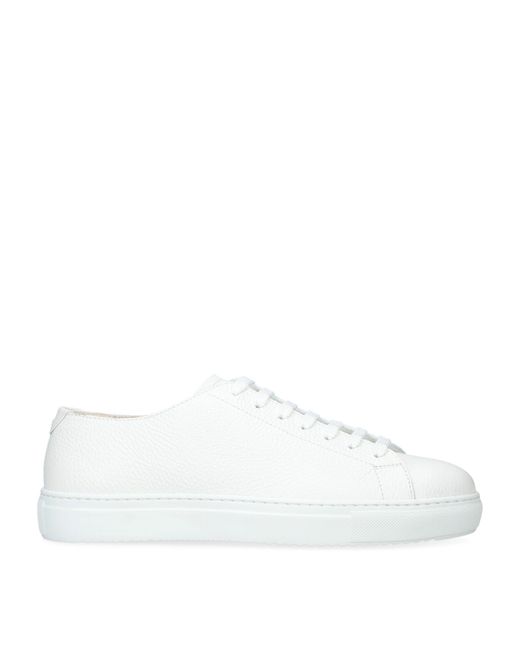 Doucal's White Leather Tumblet Sneakers for men