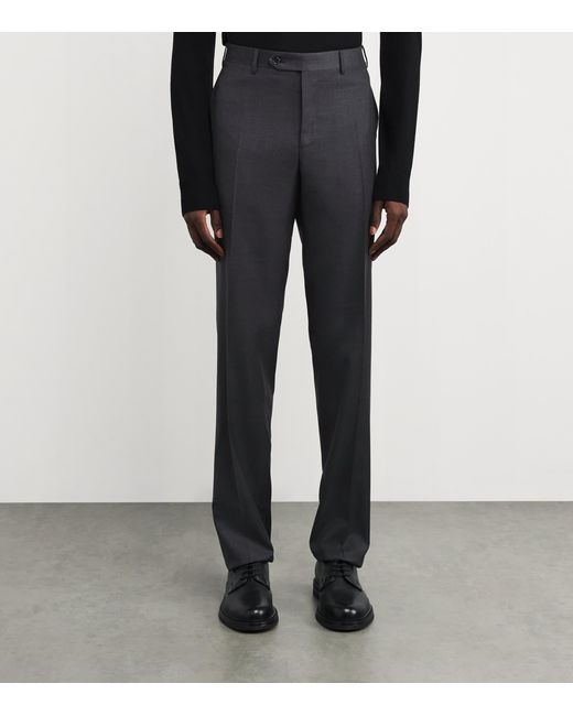 Canali Blue Wool Straight Trousers for men