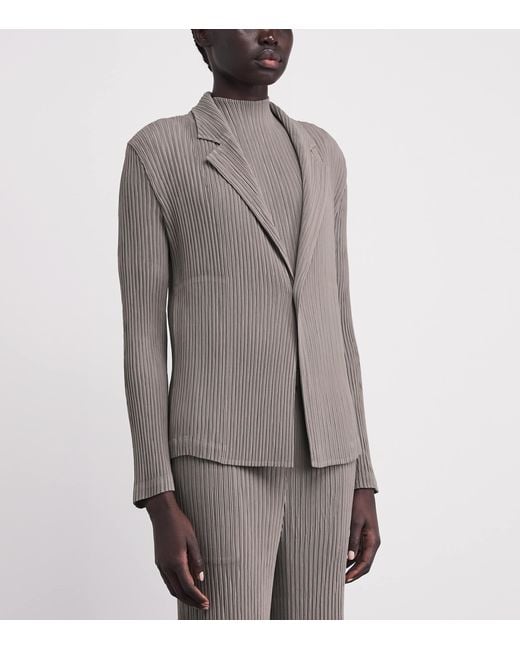 Issey Miyake Gray Hatching Pleats Blazer