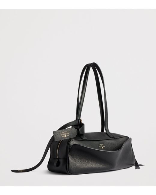 Balenciaga Black Small Leather Carrie Bowling Top-Handle Bag