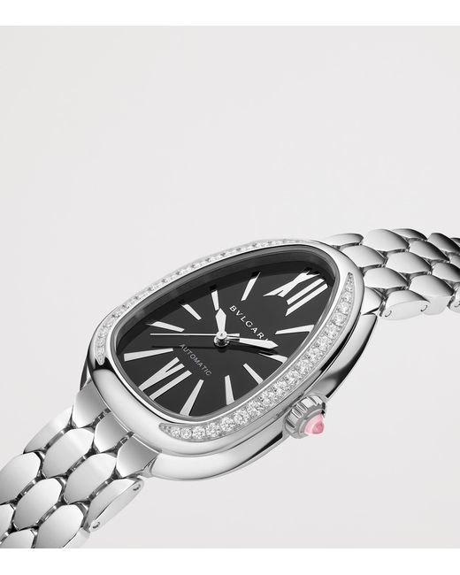 BVLGARI White Stainless Steel And Diamond Serpenti Seduttori Watch