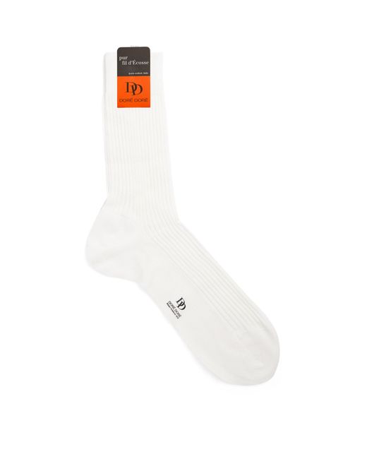 Doré Doré White Cotton Rib-Knit Socks for men