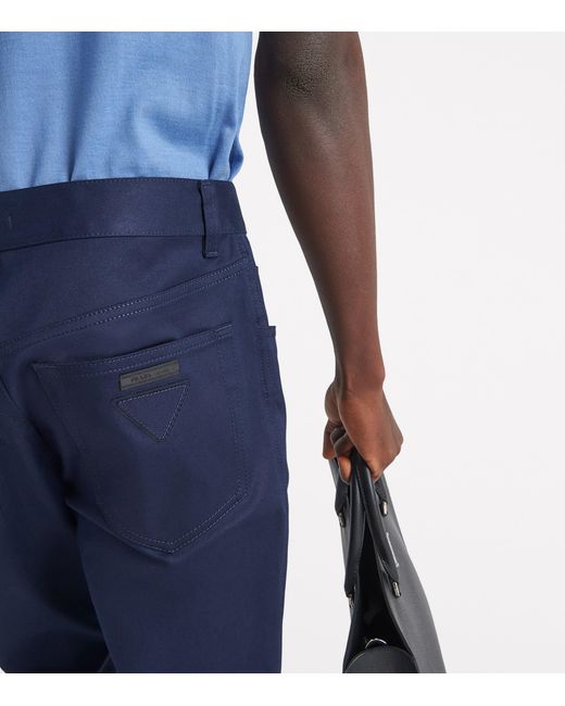 Prada Blue Stretch-Drill Tapered Jeans for men