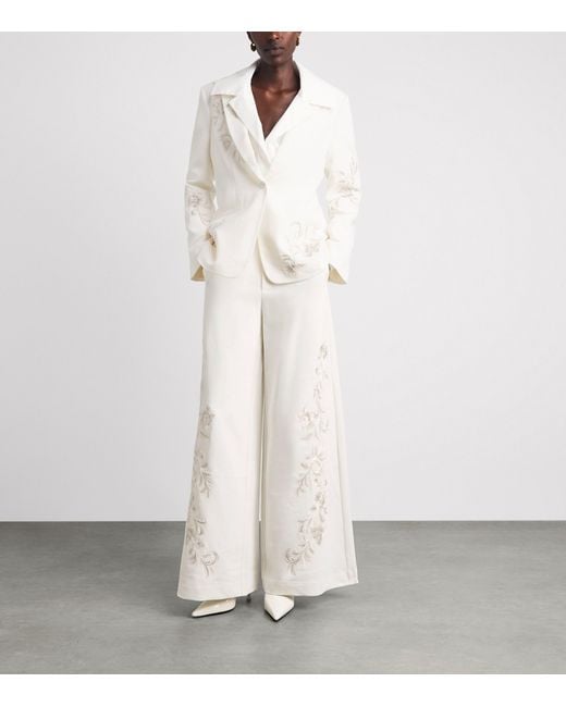 Cinq À Sept White Rococo Embroidered Roxane Trousers