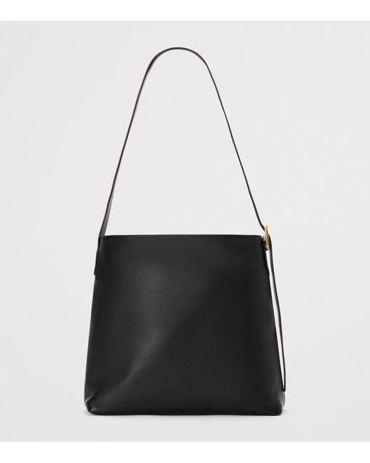 Loewe Black Leather Draped Tote Bag