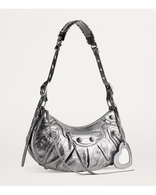 Balenciaga Gray Le Cagole Small Shoulder Bag Metallized