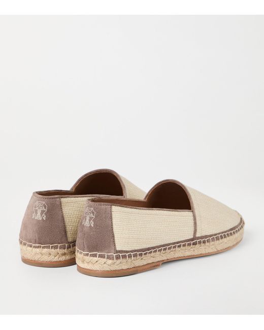 Brunello Cucinelli Natural Raffia And Leather Espadrilles for men