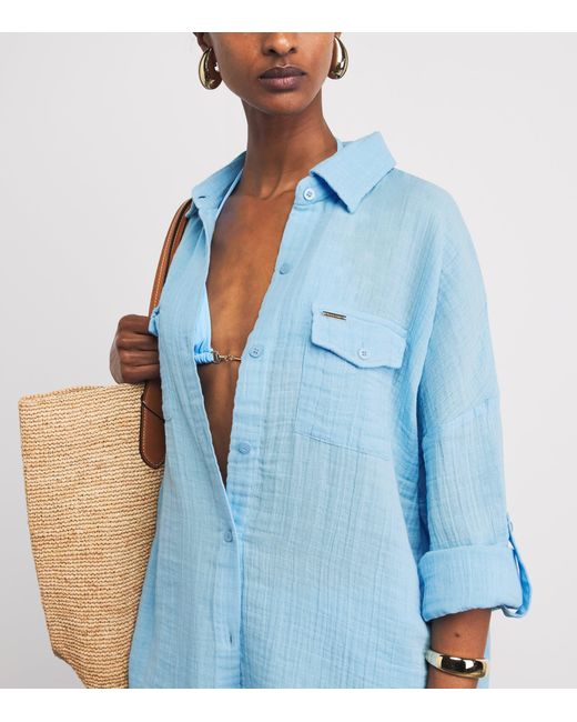Melissa Odabash Blue Cotton Elena Shirt