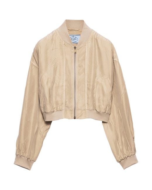 Prada Natural Silk Cropped Bomber Jacket