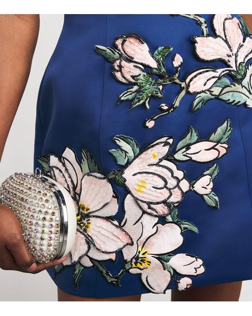 LEO LIN Blue Floral Appliqué Zaria Mini Dress